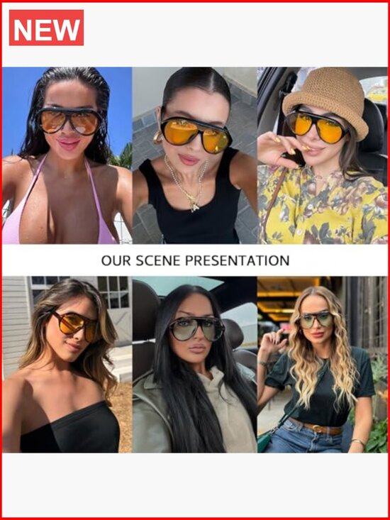 Oversized Retro Aviator Sunglasses with UV400 Protection for Women main image 7